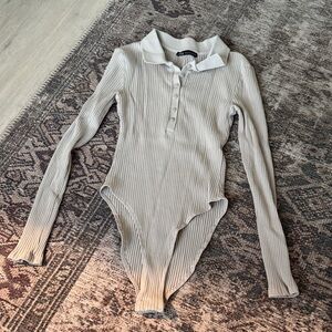 Zara Cream Ribbed Bodysuit